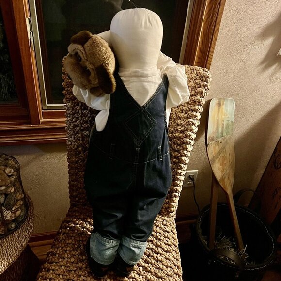 amish boy doll 30” Holding Teddy Bear - Picture 2 of 5